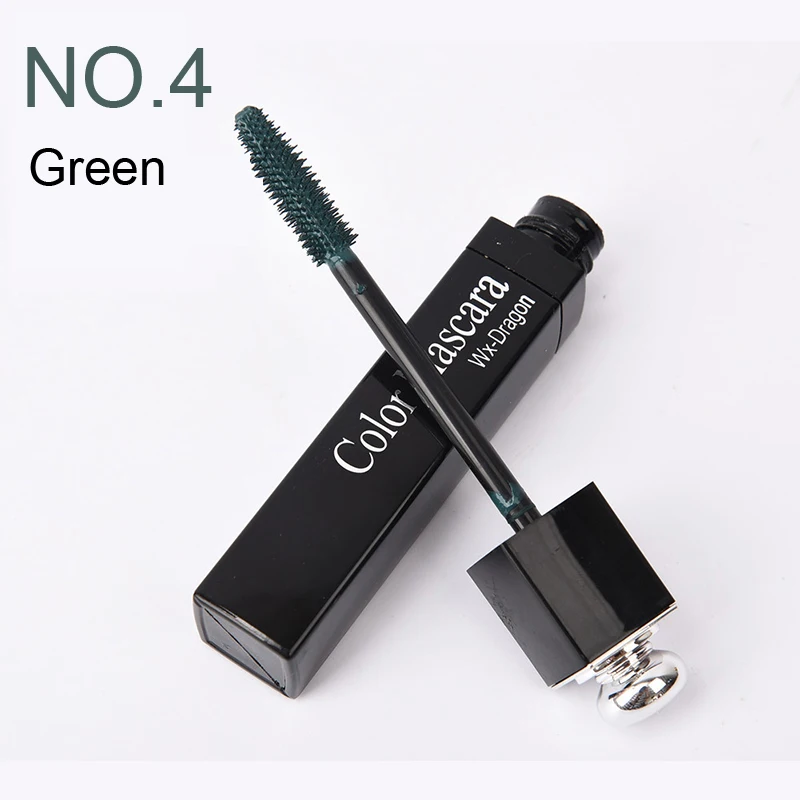 mascara-green Цветная Водостойкая тушь для ресниц, быстро сохнет, Подкручивающая, удлиняющая макияж, ресницы для глаз, синий зеленый, красный, фиолетовый, черный, белый, чернильная тушь для ресниц - Цвет: mascara-green