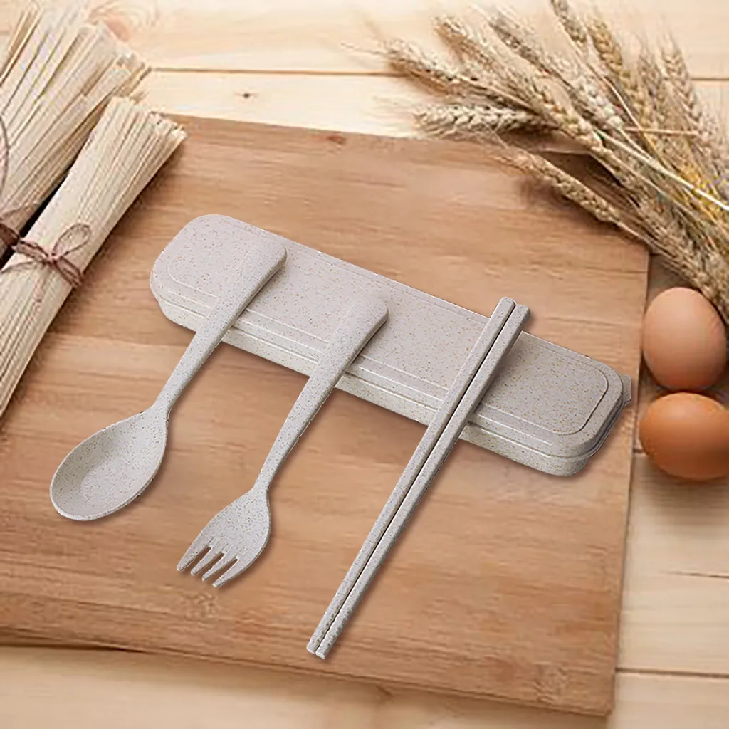 Portable tableware fork spoon knife set blue northern European style health and environmental protection