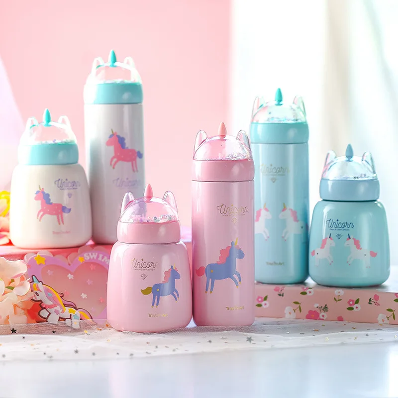

New Cute Unicorn Thermos 300ml Stainless Steel Vacuun Flask Termos Girl Portable Thermal Thermocup Coffee Tea Mug
