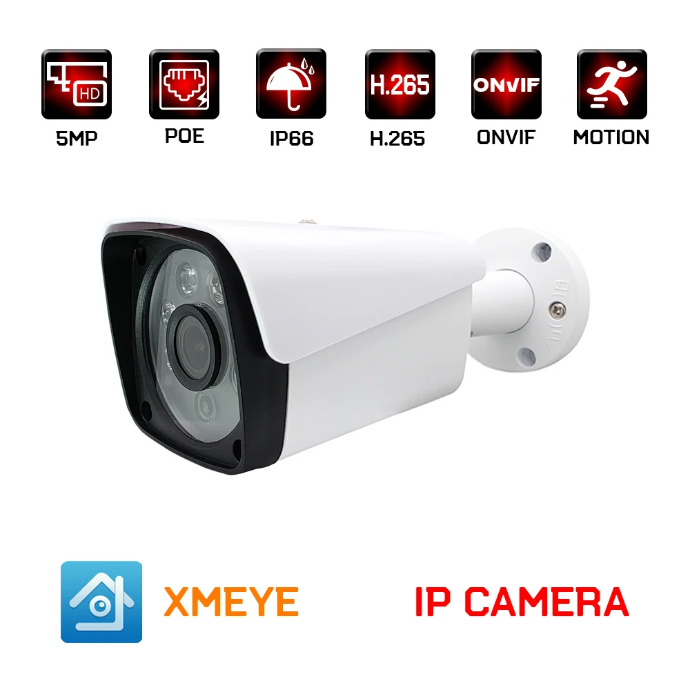 H.265 5MP 3MP POE IP камера Открытый водонепроницаемый Пуля cctv системах видеонаблюдения