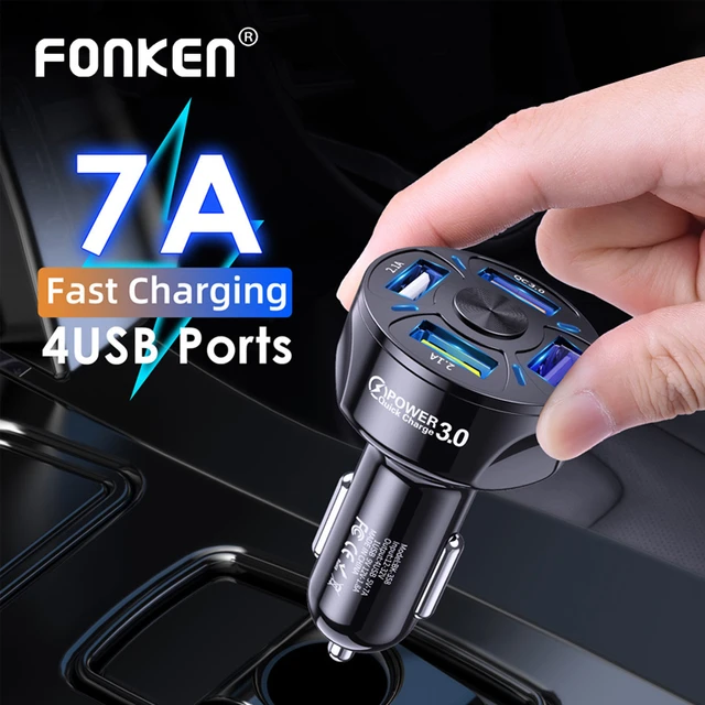 FONKEN 4 Ports Usb Car Charger 48W Fast Charger for Iphone 12 pro