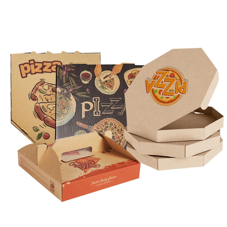 Custom Printer Cheap Wholesale Colourful Pink  Disposable Food Delivery Carton Paper Pizza Packaging Box 6