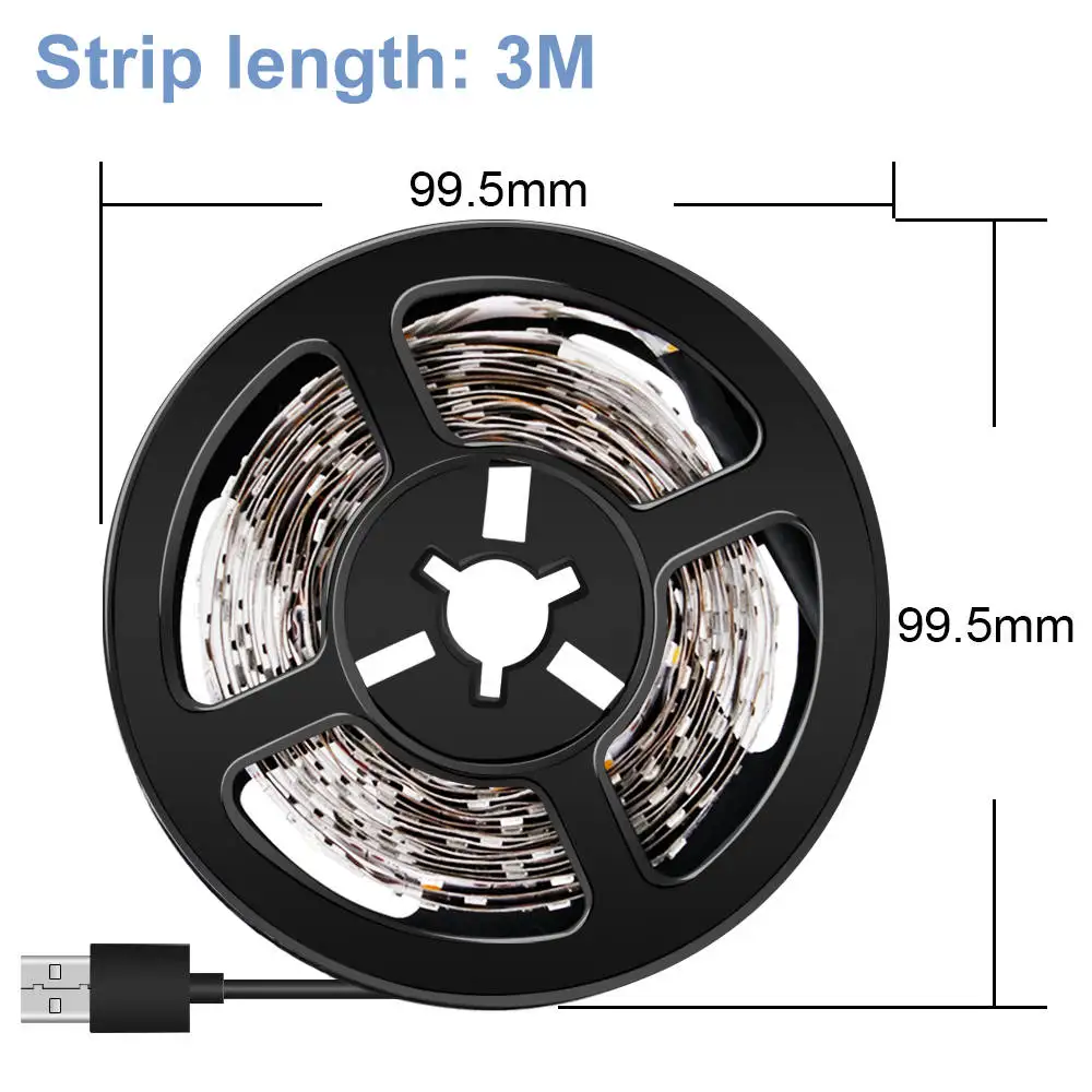 Светодиодный светильник 5 в USB кабель 0,5 м 1 м 2 м 3 м 4 м 5 м SMD 2835 ТВ фон для дома гостиной светильник ing светодиодный светильник US/EU штекер 220 В - Испускаемый цвет: 3m 180leds