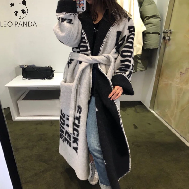 Зимнее турецкое Женское шерстяное пальто с принтом, пальто с v-образным вырезом из натурального меха, цветное длинное тонкое шерстяное пальто