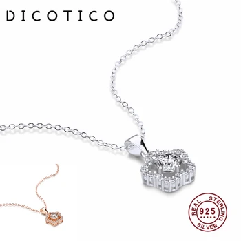 

Dicotico Authentic Sterling Zircon Flower Pendant Necklaces For Women Mujer Fine Jewelry Kfn938-t
