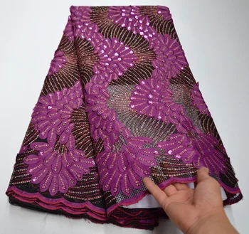 

African Dry Lace Fabrics High Quality Nigerian Lace Fabric With Sequins French Tulle Swiss Voile Lace Fabric For Party Dress F98