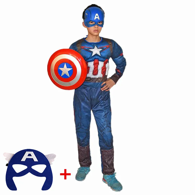 

4-12Y Avenger Boy Superhero Kids Muscle Captain America Costume Child Cosplay Halloween Costumes for Kids Boys Girls