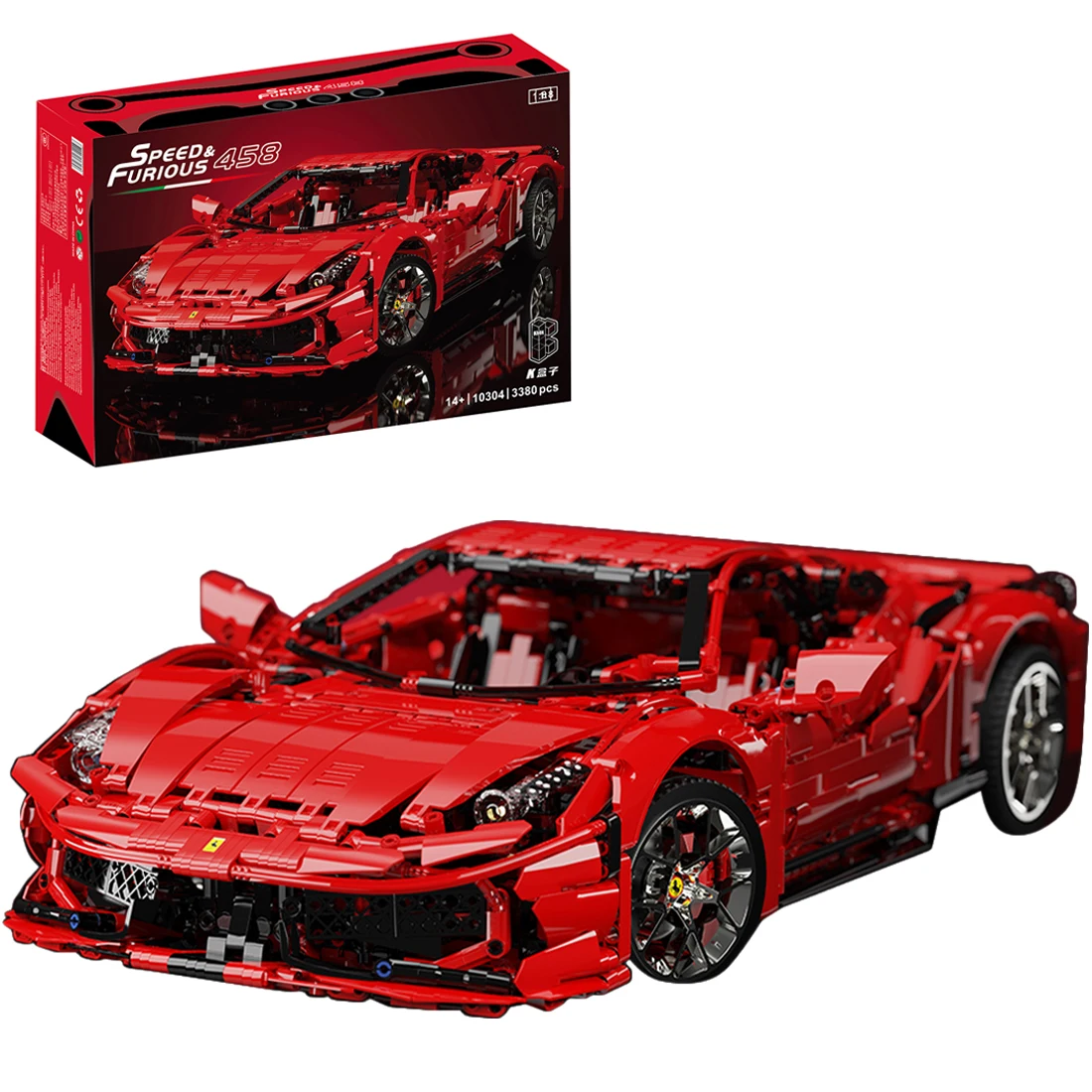 

3380Pcs 1:8 MOC Static Super Racing Sports Car Building Blocks Bricks Toy Kids Christmas Gift - Red