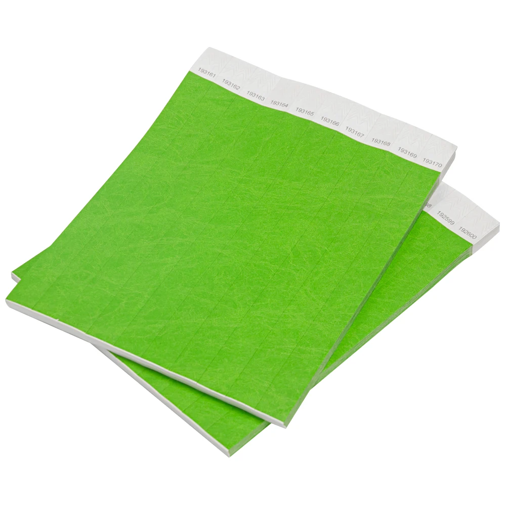 Solid NEW Green Color 3/4 inch Tyvek Wristbands with Series Numbers, ID Wristbands for Party Events, 500 Pieces