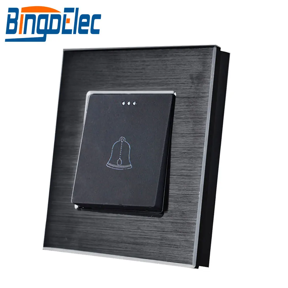 Высокое качество Черный алюминиевый Pan elelectric кнопочный дверной звонок настенный переключатель, кнопочный переключатель, стандарт ЕС/Великобритании, Лидер продаж