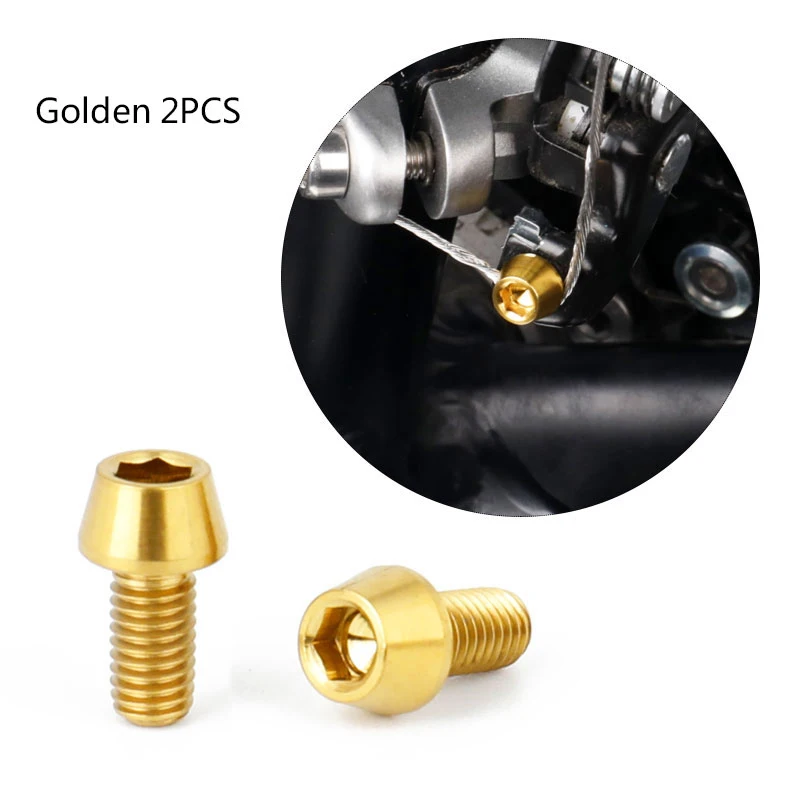 Deemount Ti TC4 болты M5* 9 с шестигранной головкой для крепления кабеля переключения передач для велосипеда MTB дорожный велосипед запчасти переключатель кабеля титановые винты 2 шт - Цвет: Golden 2PCS