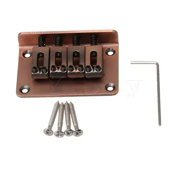 

Yibuy Adjustable 4 String Guitar Bridge Fixed Hardtail Bridge Red Copper