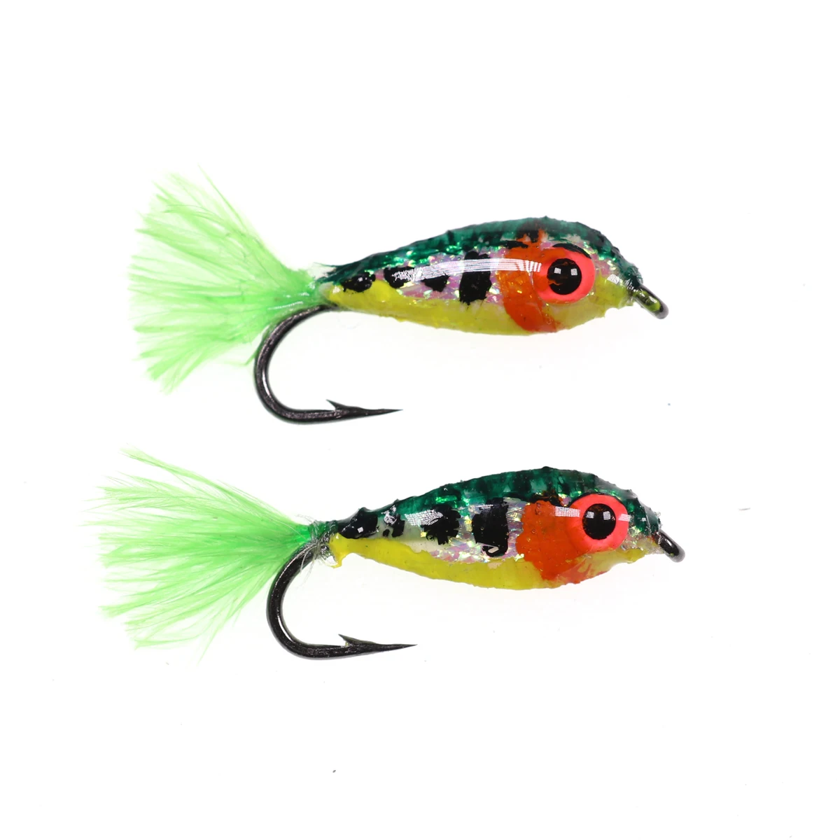 Bimoo 2 шт.#10 мини Baitfish Minnows форель рыболовные крючки мухи приманки стримеры с 3D светящиеся глаза маленькая приманка имитация рыбы