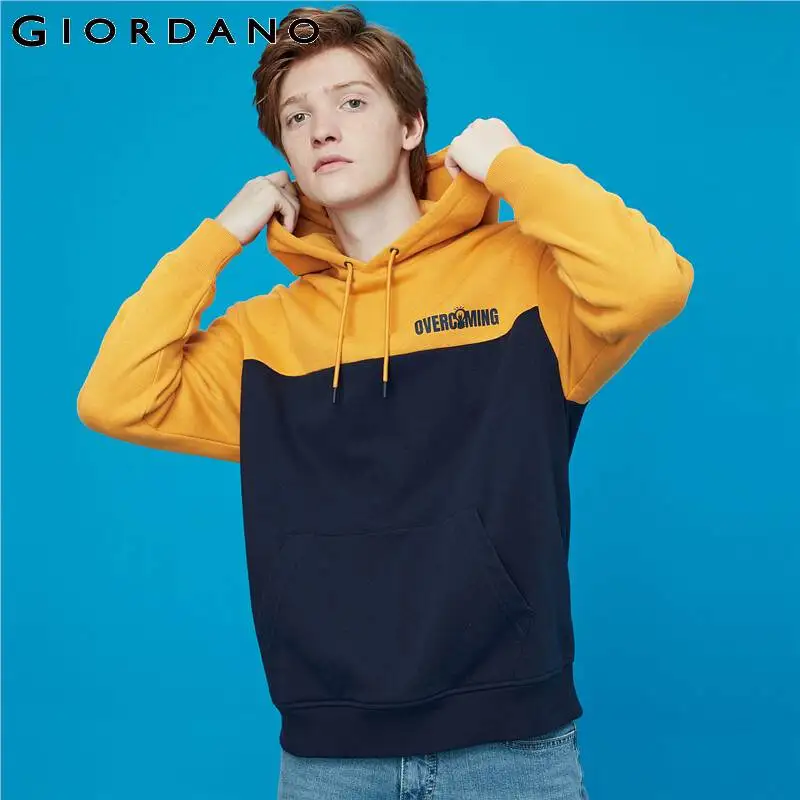 Giordano/мужские толстовки с капюшоном с длинным рукавом, толстовка с контрастным принтом и надписью Poleron Hombre Pocket Moleton 01029879