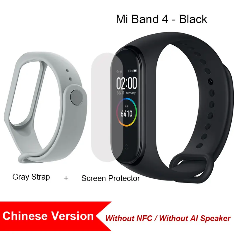 Xiaomi Mi Band 4 глобальная Версия смарт-браслет Miband 4 браслет пульсометр фитнес цветной экран Bluetooth 5,0 версия CN - Цвет: CN Add Gray