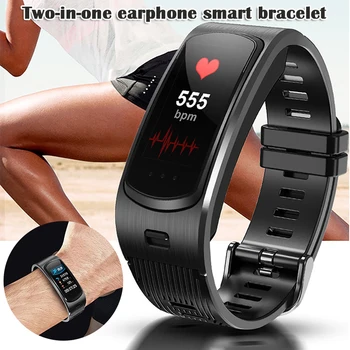 

0.96 Color Screen 2 in 1 Bluetooth Headset Smart Bracelet Handsfree Smart Watch Fitness Earphone for Android iOS KQS8