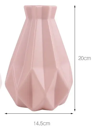 Origami Plastic Vase Milky White Imitation Ceramic Flower Pot Flower Basket Flower Vase Decoration Home Nordic Decoration - Color: H1905057-pink