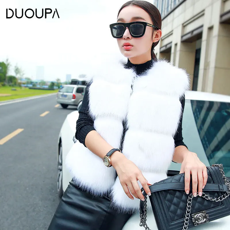 

2019 Autumn and Winter New Fashion Women's Imitation Fox Fur Vest Fur Sleeveless Short Vest Jacket Vest Imitation Fur Explosion