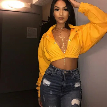 

Fashion 2020 Button Women Jackets Long Sleeve Spring Casual Solid Outerwear Turn Down Collar Basic Slim Cropped Coats