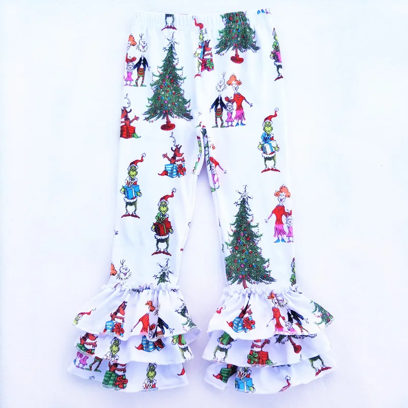 Рождественские леггинсы для девочек с изображением Санта Клауса; штаны с оборками для маленьких девочек; Изысканные штанишки для маленьких девочек; Детские теплые зимние леггинсы - Color: WBSDCK-1