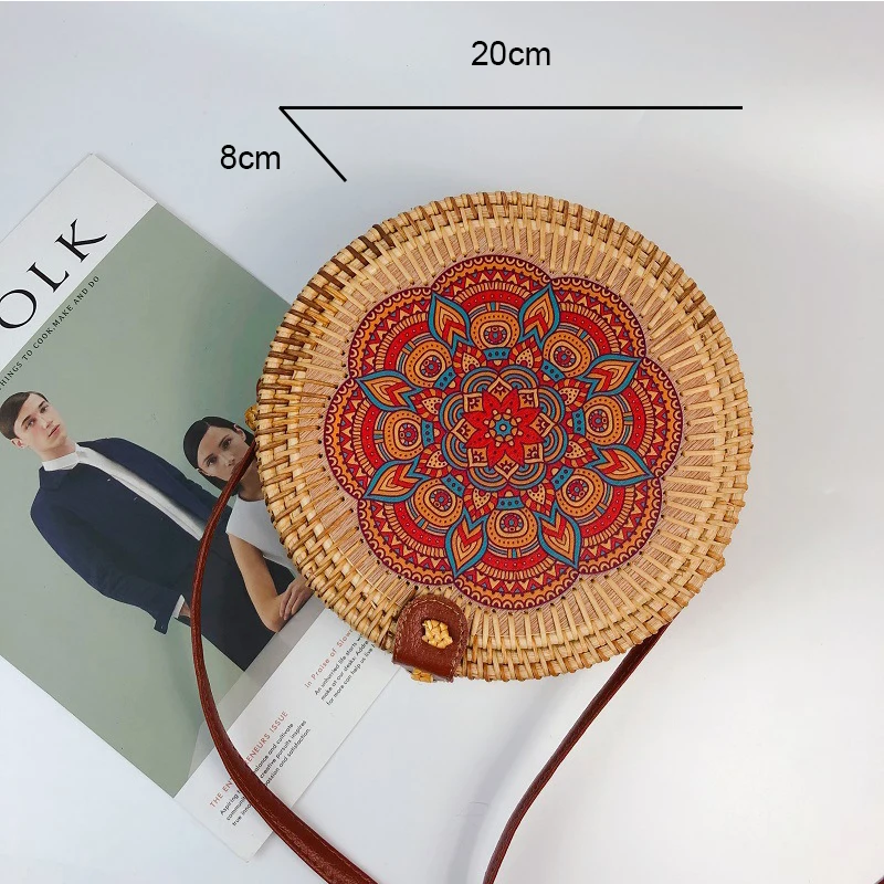 Женская сумка из ротанга ручной работы,Новая вьетнамская сумка ручной работы в стиле плетеная круглая модная европейская и американская сумка через плечо - Цвет: bt905