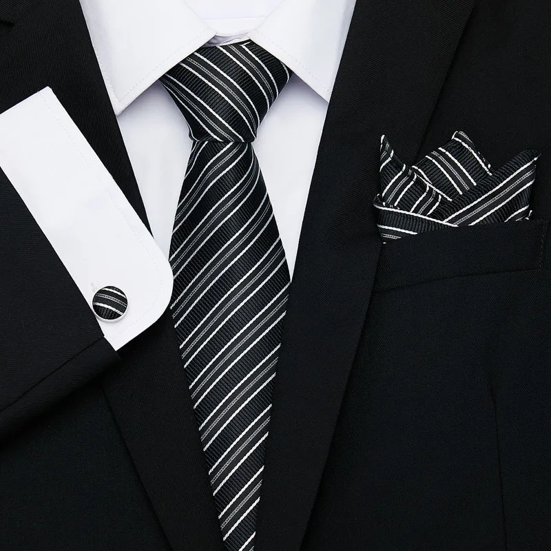

New White men ties set Extra Long Size 145cm*7.5cm Plaid Necktie 100% Silk Jacquard Woven Neck Tie Suit Wedding Party