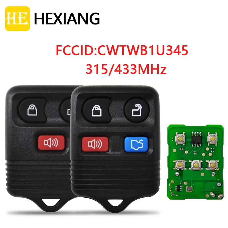 HE Xiang Car Remote Control For Ford Focus Complete Escape Mustang Thunderbird Lincoln Town CWTWB1U345 315/434Mhz Keyless Entry 2pcs car keyless option replacement keyless entry remote control key fob clicker transmitter 3 button cwtwb1u345 315mhz