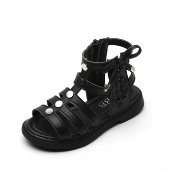 

Kids Girls Sandals Tide Summer New Fashion for Little Girls Sandals Middle and Large Children High-Top Zipper Roman Sandals