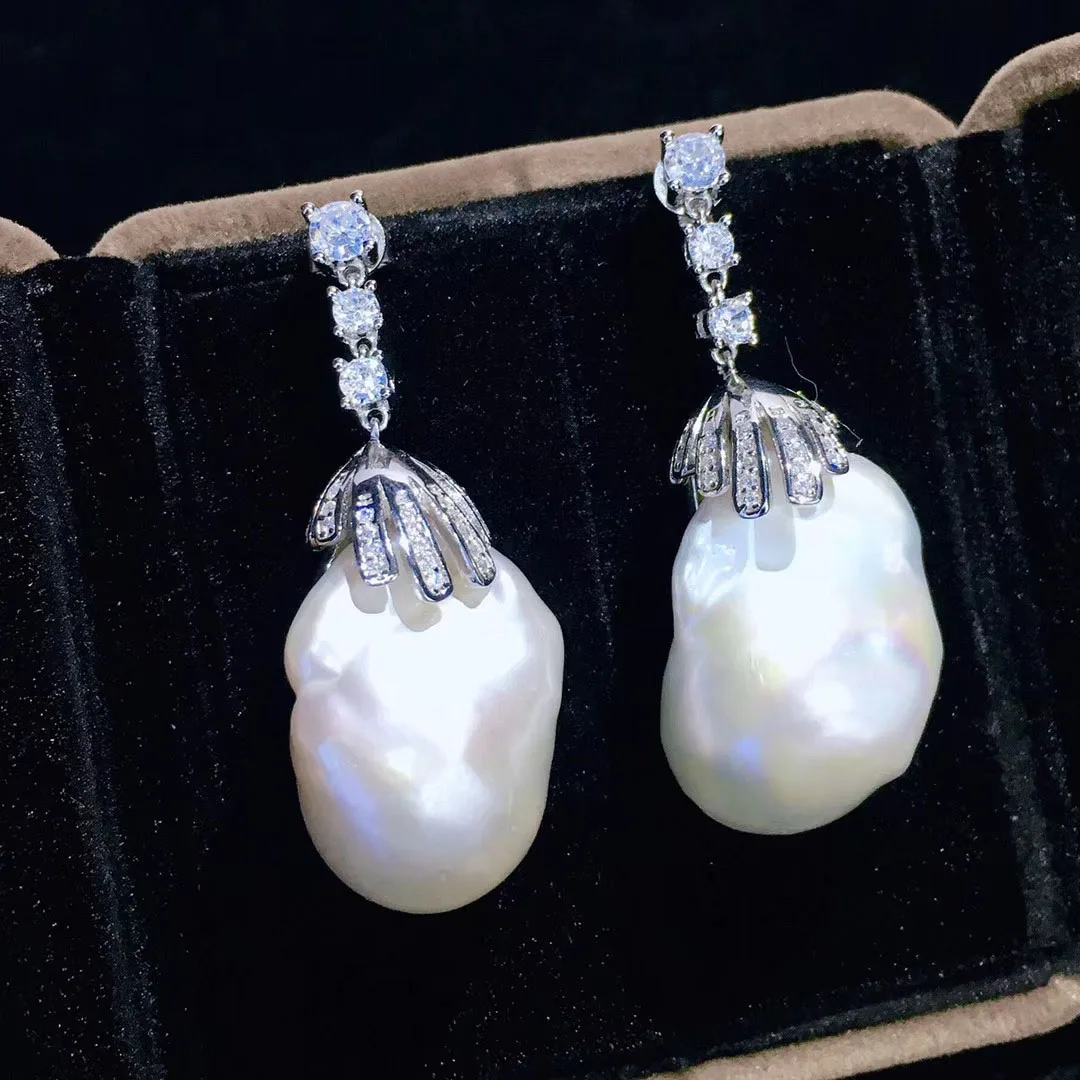 Серьги-капли с жемчугом Keshi, S925 пробы, серебряные серьги аксессуары в стиле барокко, серьги с натуральным жемчугом, ювелирные изделия для женщин, подарки
