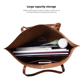 

Large PU Leather Woman Handbag, Tote Bag Shoulder Crossbody Single Shoulder Bags (Brown)