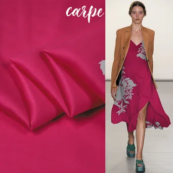 

Thick 20momme sand wash silk cotton satin fabric floral on red silk blended fabric,SCT694