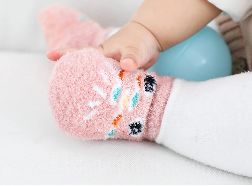 Детские носки для новорожденных девочек с изображением лотоса милые теплые мягкие нескользящие носки-тапочки с рисунками животных для маленьких мальчиков детские зимние носки