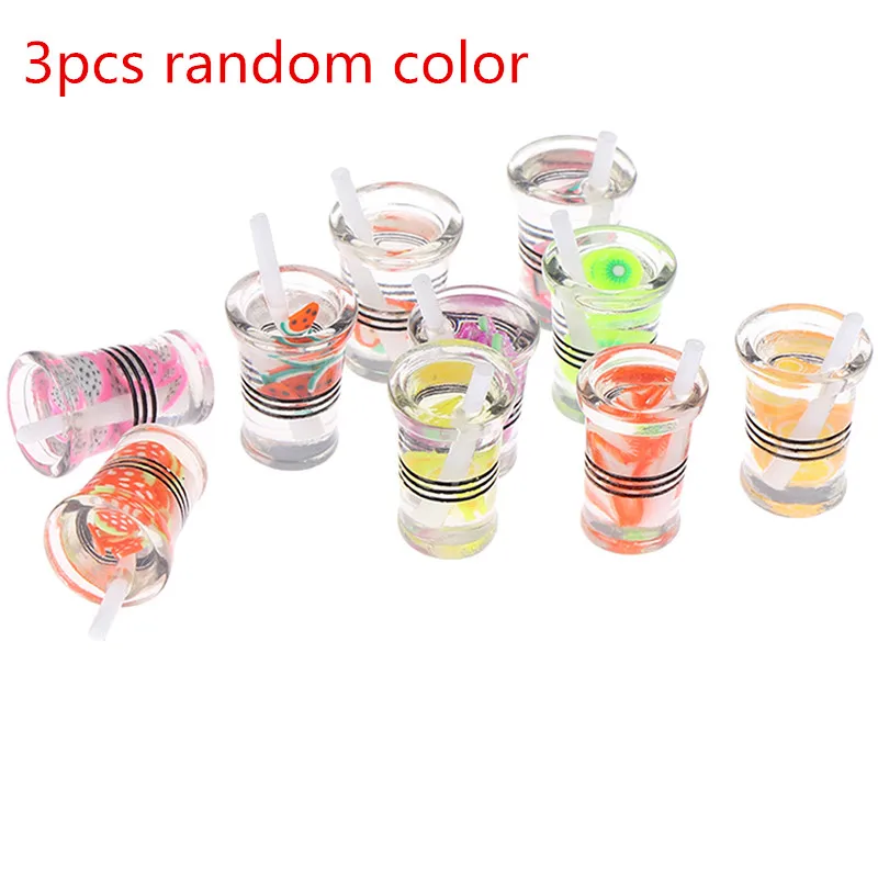 3pcs random color 1/2/3/4/5/6/10/13/17 шт. Детские мороженое содержит экстракт лимона чашка Кофе горшок Фруктовый чай банки кружки чашки DIY кукольный домик Кухня наборы игрушечной мебели - Цвет: 3pcs random color