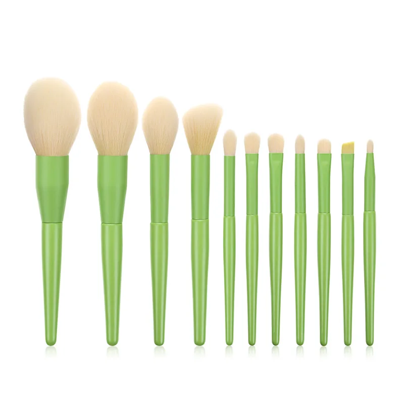 11pcs green Новое поступление, 11 шт., набор профессиональных кистей для макияжа, косметическая пудра, Тональная основа, тени для век, подводка для глаз, наборы кистей для макияжа, инструмент - Handle Color: 11pcs green