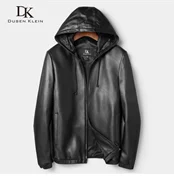 Dusen Klein Men Genuine Leather Jacket Autumn Outerwear Black/Slim/Simple Business Style/Sheepskin Coat 14Z6608 cowhide print jacket