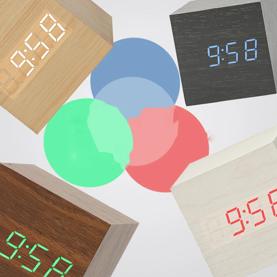 Деревянный цифровой будильник термометр ЖК фоновая подсветка и календарь измеритель температуры часы стол Повтор таймер Детские Настольные часы QLA046