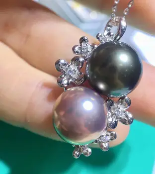 

TWO PEARLS 925 Sterling Silver Pendant Base Findings Settings Women's Parts for Oyster Edison Pearl Coral Jade Beads Stones