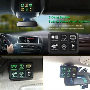 

6 Gang Black Switch Panel Electronic Relay System Circuit Control LED Work Light Bar For 12V/24V Car Trucks Marine