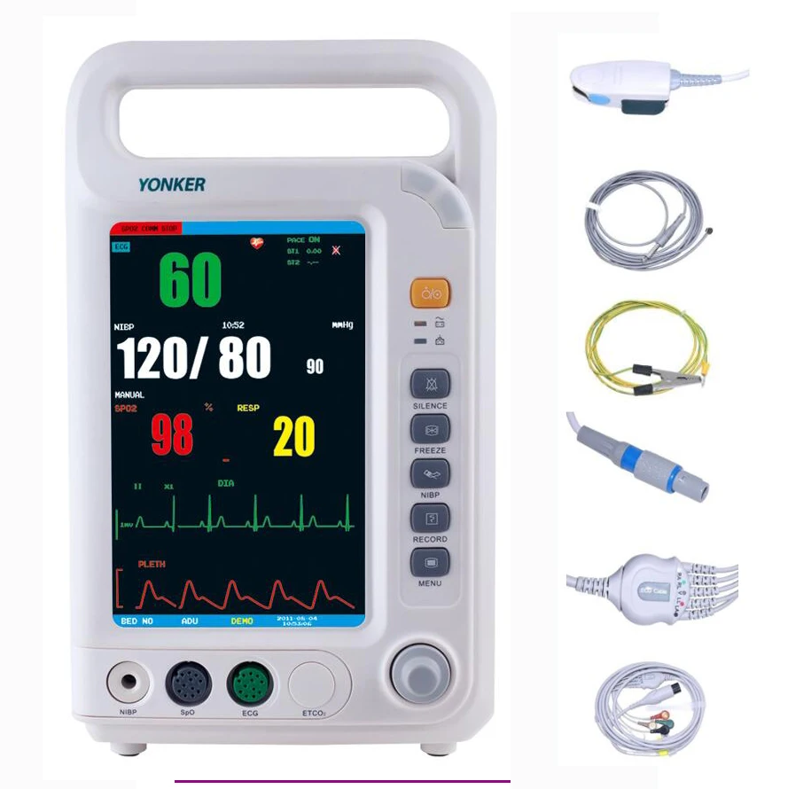 SpO2, PR, NIBP, ECG, RESP многопараметрический монитор пациента в отделении интенсивной терапии пульсометр кровяного давления температуры оксиметр здравоохранения