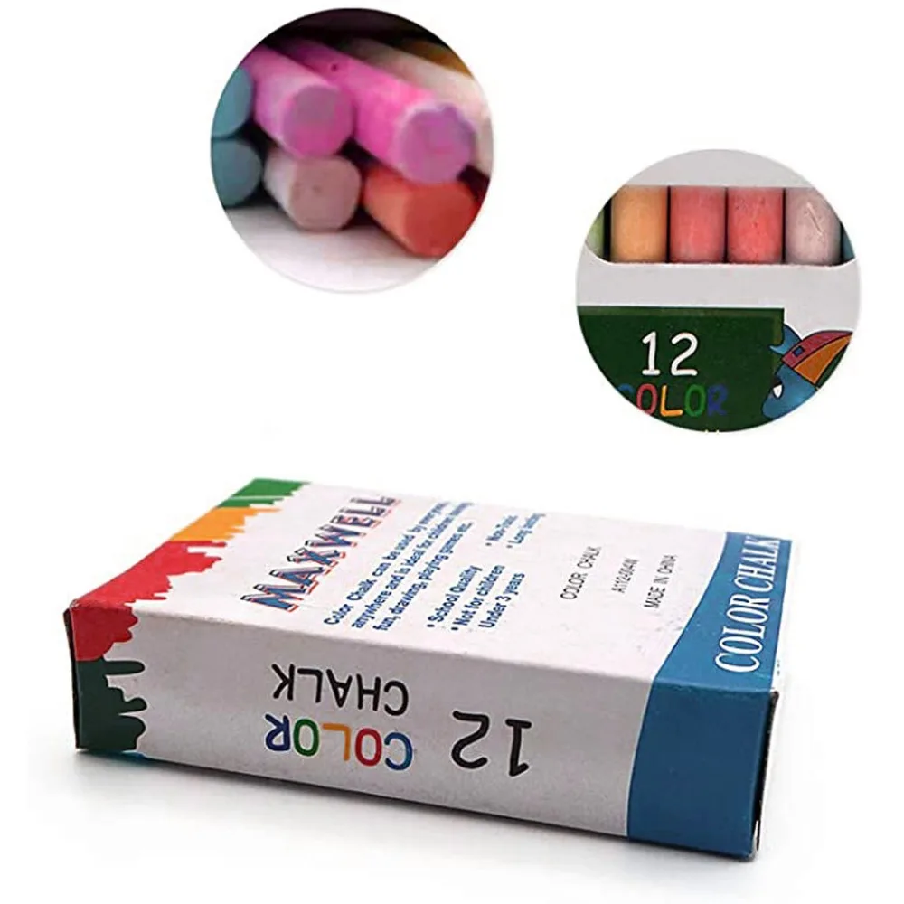 5 boxes  60pc children drawing board chalk dust-free colored chalk sticks various colors art floor chalk free shipping 40A9 (8)