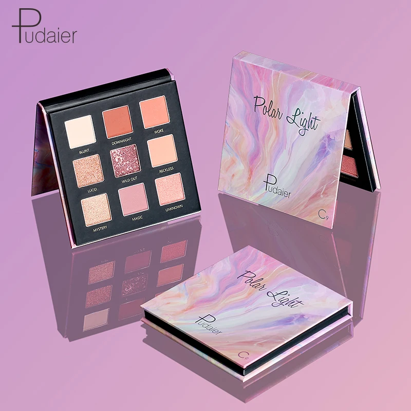 Pudaier Sky Mirror макияж тени для век палитра макияжа Кисти 9 видов цветов Shimmer