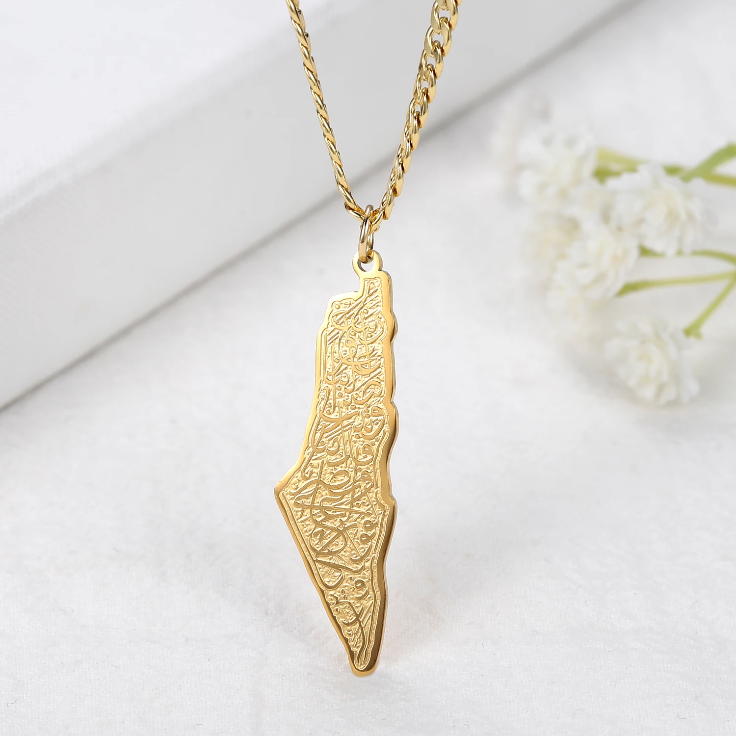 Индивидуальное ожерелье с картой для женщин Золотая подвеска ожерелья из