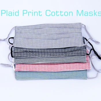 

Adult Plaid Printing Reusable PMouth Mask Dustproof Face mask Windproof Adjustable Hot Sale Earloop Face Masks 10pcs In Stock
