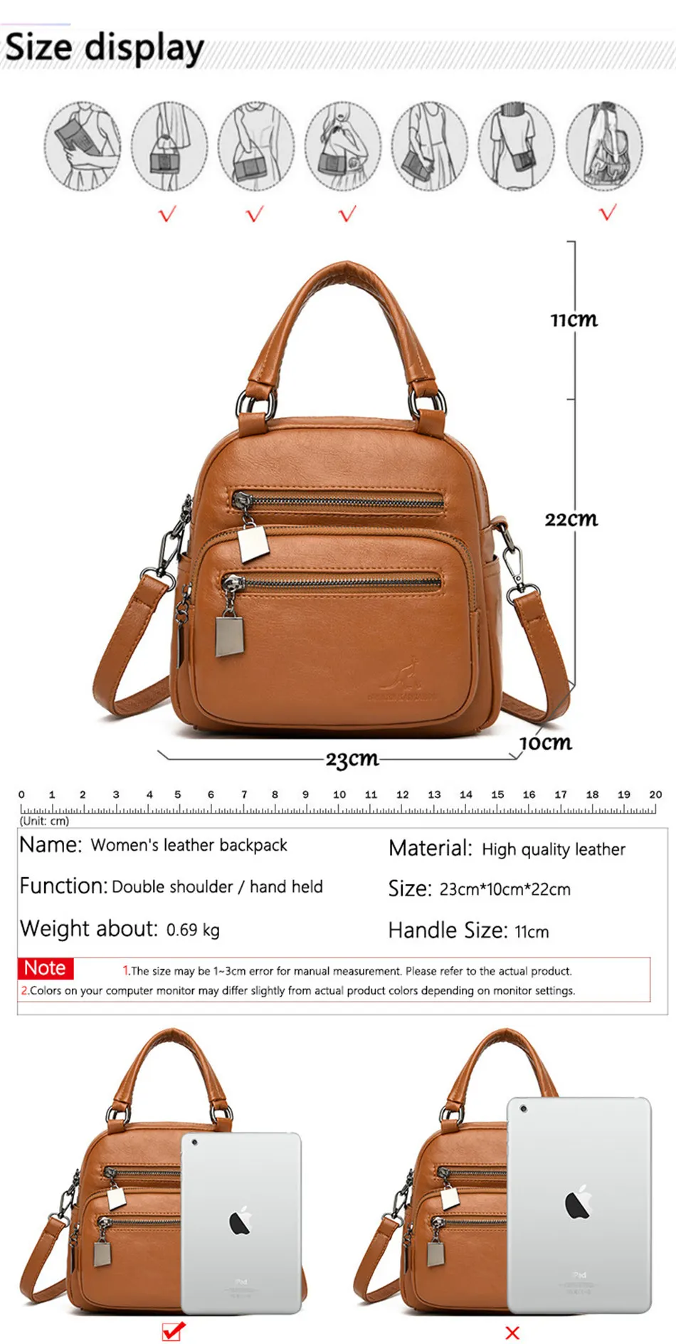 Многофункциональный женский рюкзак со съемной ручкой, женский рюкзак для путешествий, Одноцветный школьный рюкзак для девочек, mochila feminina Sac a Dos
