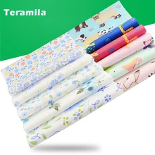 Teramila Ptinted בד 5-7 יח'\סט 100% כותנה אריג בד Telas מלאכת טלאים Tissu בעבודת יד DIY תפירה תפירה חומר(China)