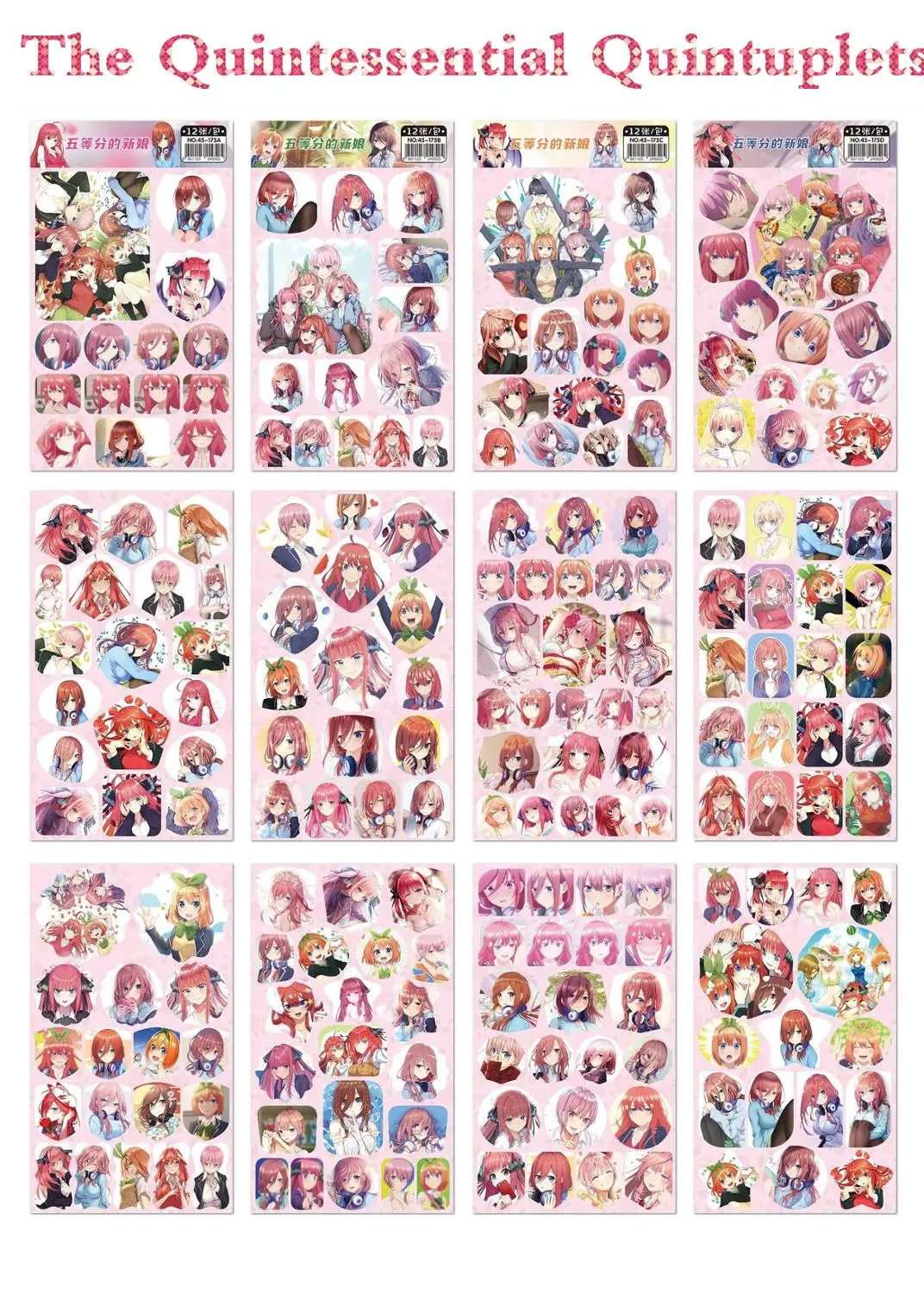 

12 pcs/set The Quintessential Quintuplets comics Small wall sticker anime around stickers gift Nakano Miku