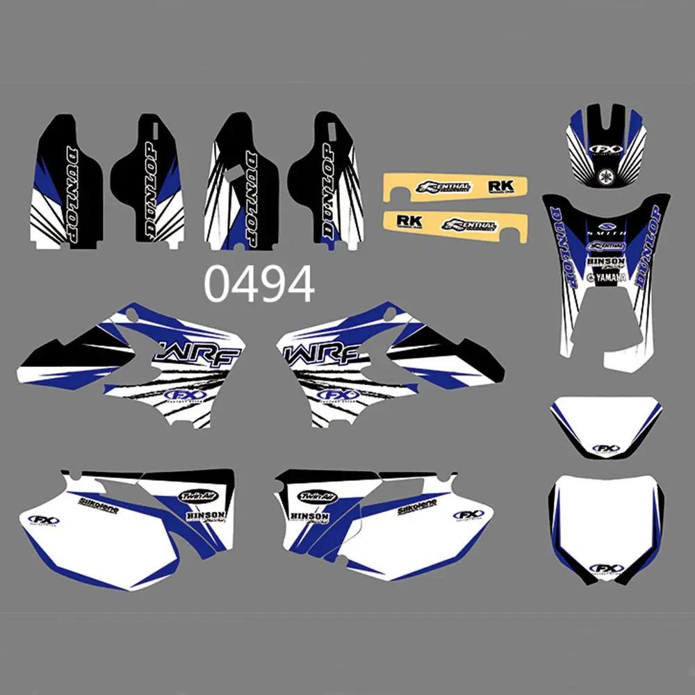 

Full Graphics Decals Stickers Kit Custom Number Name Glossy Stickers Waterproof for YAMAHA WR250F WR450F 2005-2006