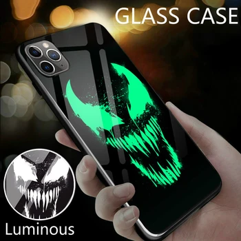 

Marvel Avengers Luminous Tempered Glass Case for iPhone 11 Pro XS Max XR X 8 7 6 6S Plus Batman Captain America Phone Cover