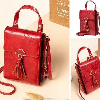 

Luxury Cell Phone Pocket Mini Crossbody Shoulder Bags For Women Leather Purse Ladies Small Handbags Tote Female Messenger Bag