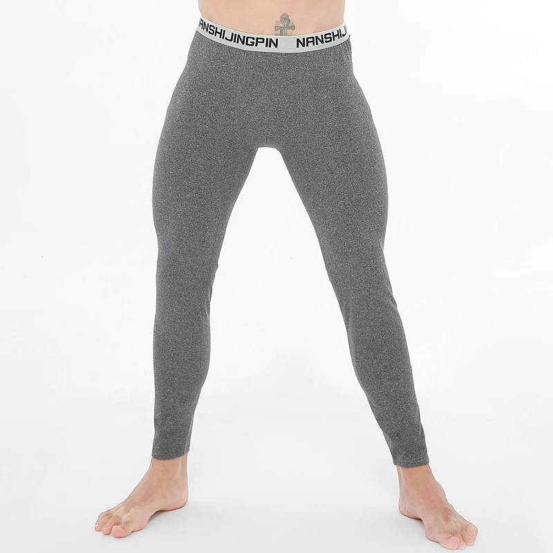 QY Winter Men's Warm Up Elastic Long Trousers Underwear 5 Colors Plus Velvet Cotton Thickening Silver Edge String Leggings - Цвет: QY